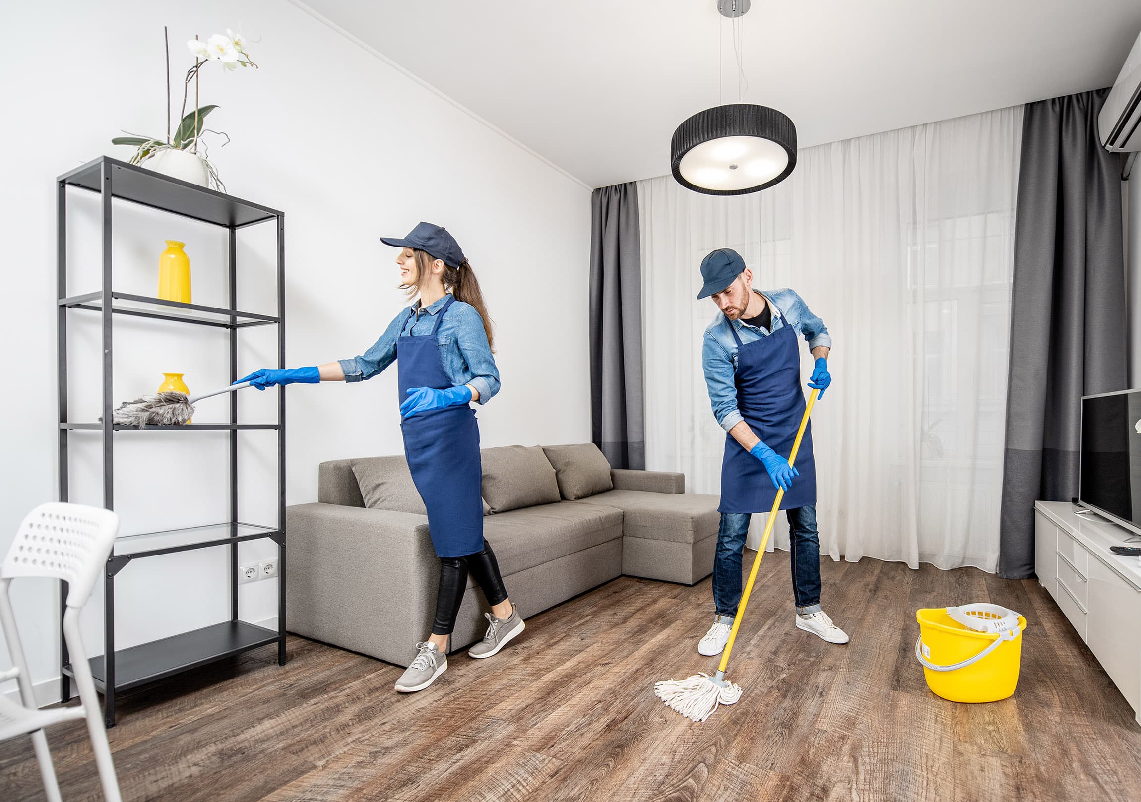 Professional cleaners in the apaartment